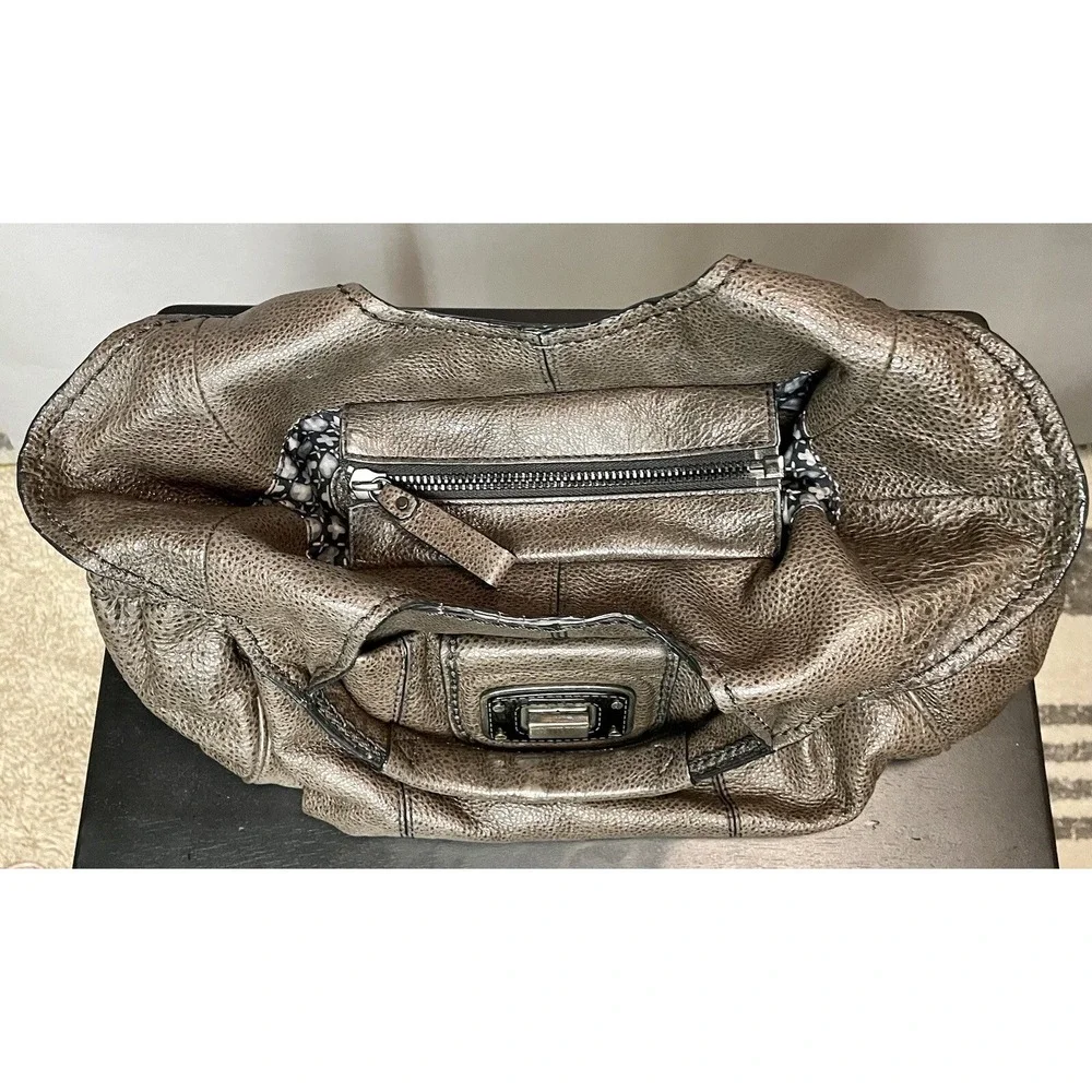 Y2K Lockheart leather handbag/purse‎ Pebbled Brown Leather Two Side Pockets Hobo